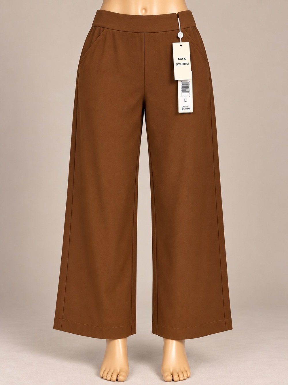 Max Studio Cropped Wide Leg Trousers Brown L NWT $138 MSRP